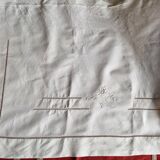 Antique hand embroidered linen 1 sheet 2 pillowcases 1 bolster cover