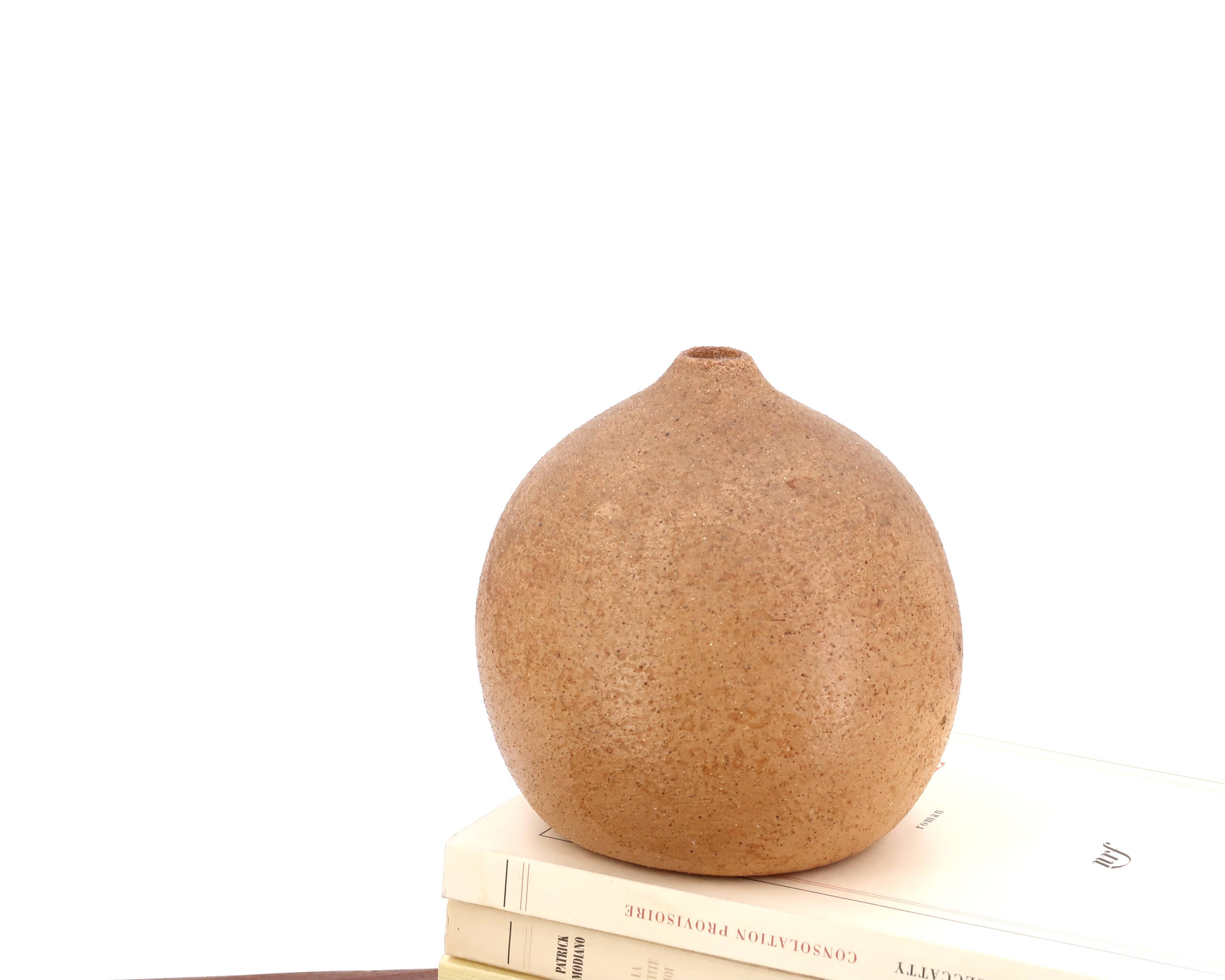 Signed chamotte sandstone ball vase, 1970s