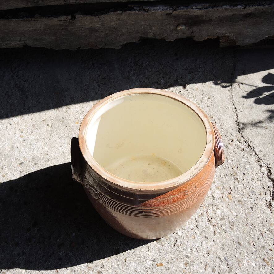 Old stoneware grease pot H 29 cm