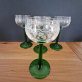 4 engraved Alsatian digestive glasses from the 70s