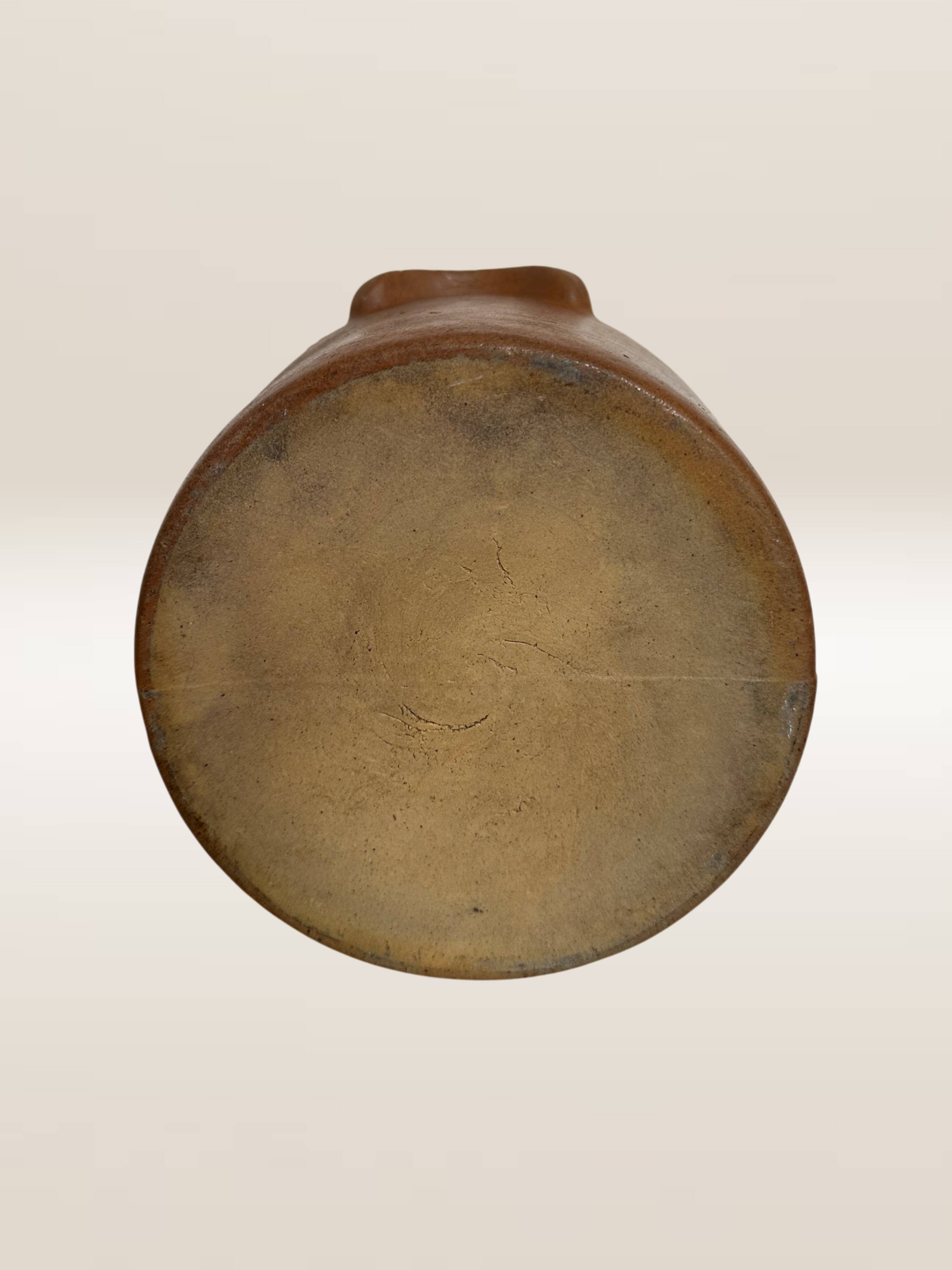 Pot à graisse en grès brun brut