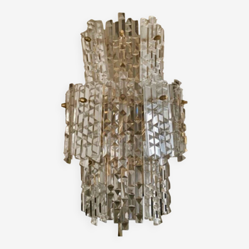 Crystal wall lamp with golden structure, Austria 1980s
