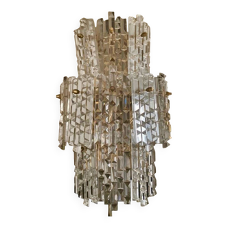 Crystal wall lamp with golden structure, Austria 1980s