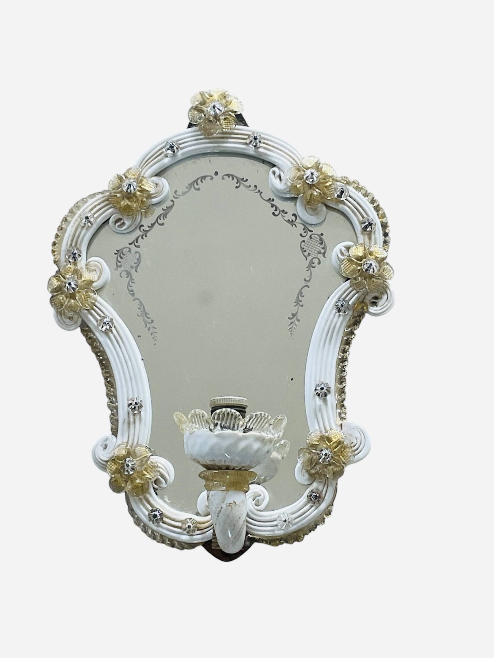 Murano glass mirror wall light