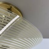 Modernist brass and glass Ceiling Flushmount Light, Italy 1950s