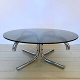 Glass and tubular metal coffee table