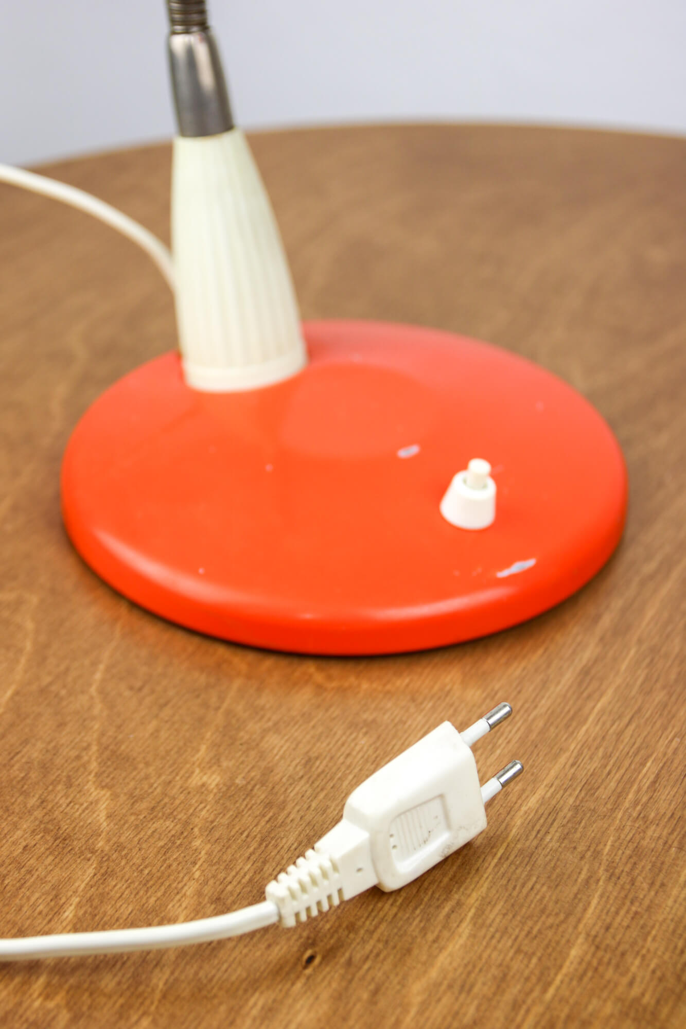 Adjustable Desk Lamp in Orange Painted Metal and Chrome-Plated Spiral Arm, 1970s