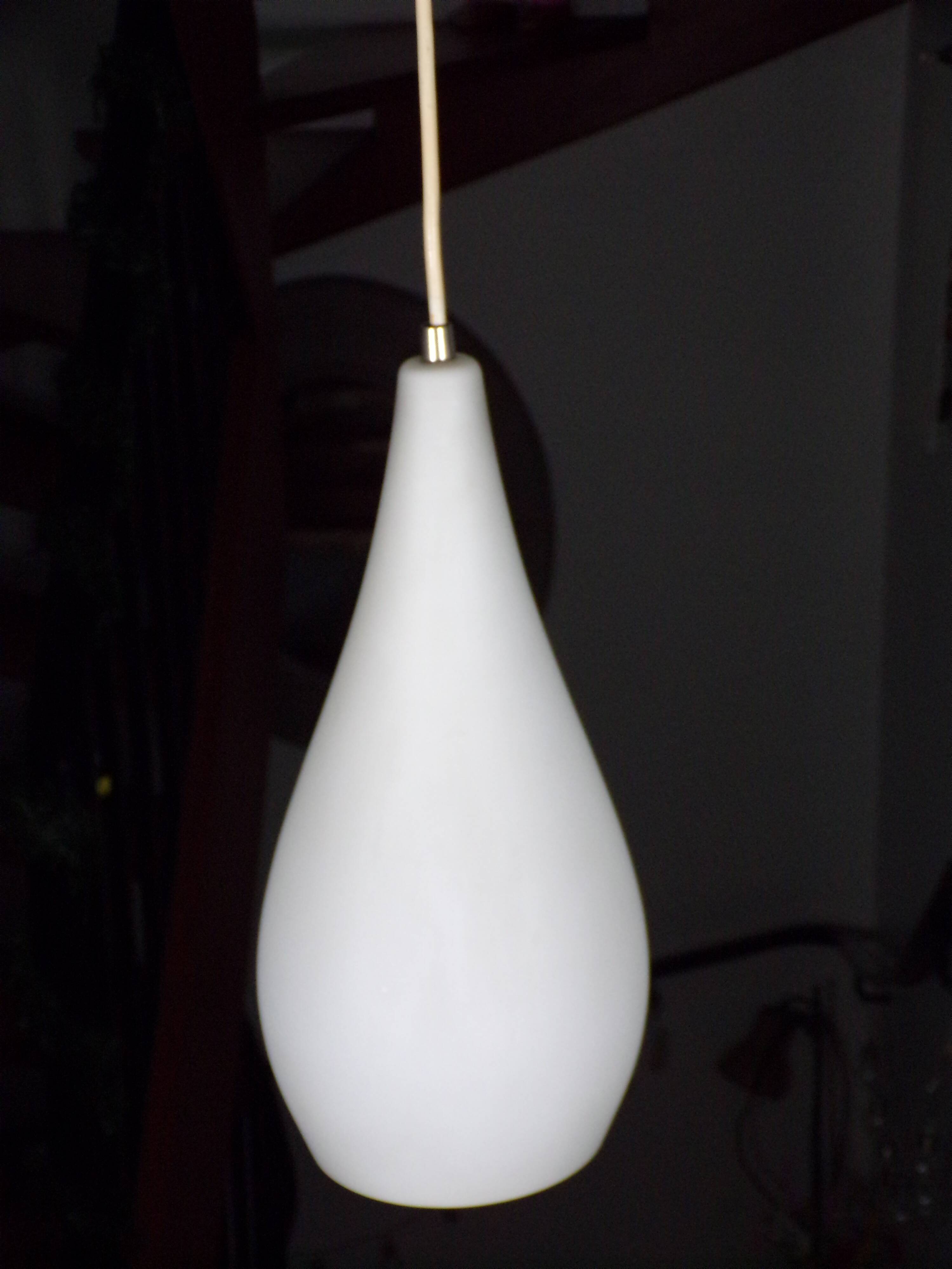 Frosted opaline drop pendant 1960