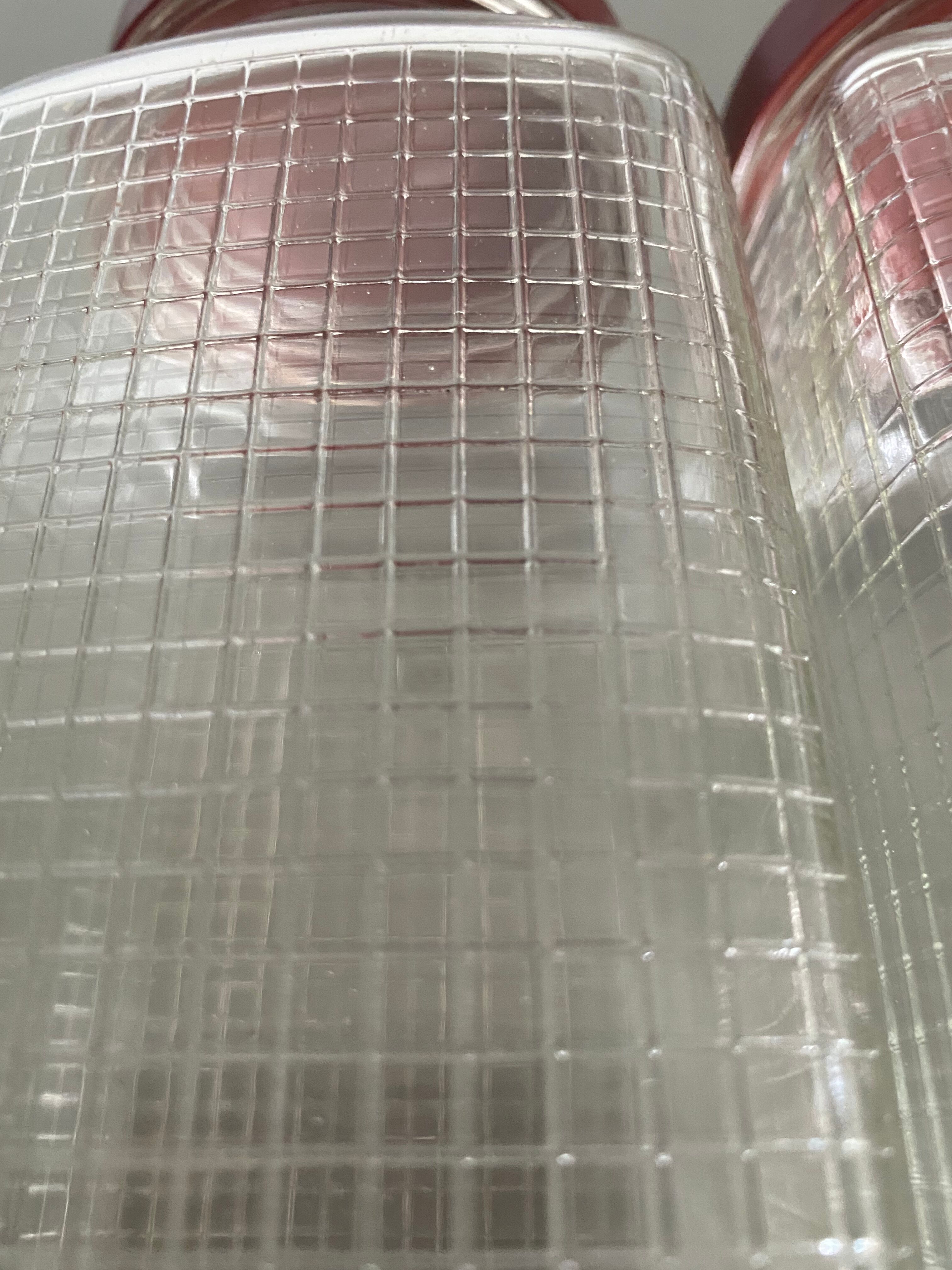 Trio bocaux verre quadrillé bouchon vintage