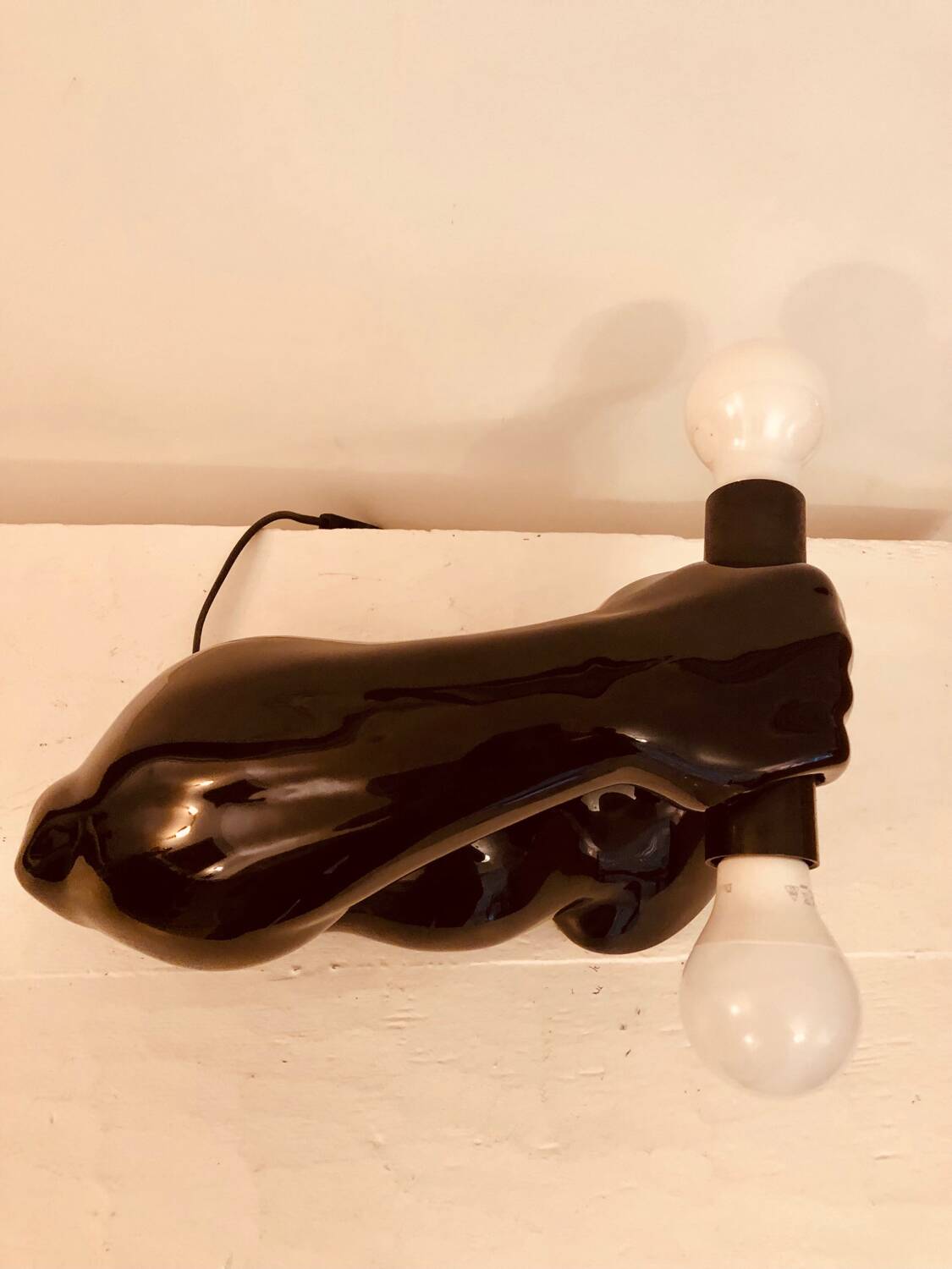 Vintage ceramic dumbbell lamp by JC Peiré