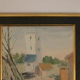 Original Oil on Canvas – “Village” (Attributed to H. Benneth) – Framed