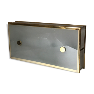 Plafonnier métal perforé verre et laiton annÉes 60