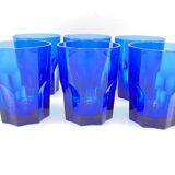 Set of 6 blue glass