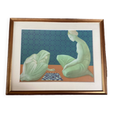 Lithograph "Game of Checkers or Pari De Zobeïde" Leonor Fini