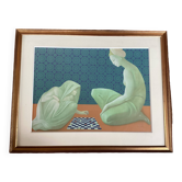 Lithograph "Game of Checkers or Pari De Zobeïde" Leonor Fini