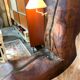 Brutalist olive wood mirror