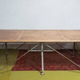 Large industrial metal and beech table