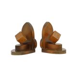 Vintage Wooden Dice Bookends Art Deco Style