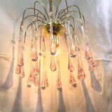 Murano chandelier pink crystal drops
