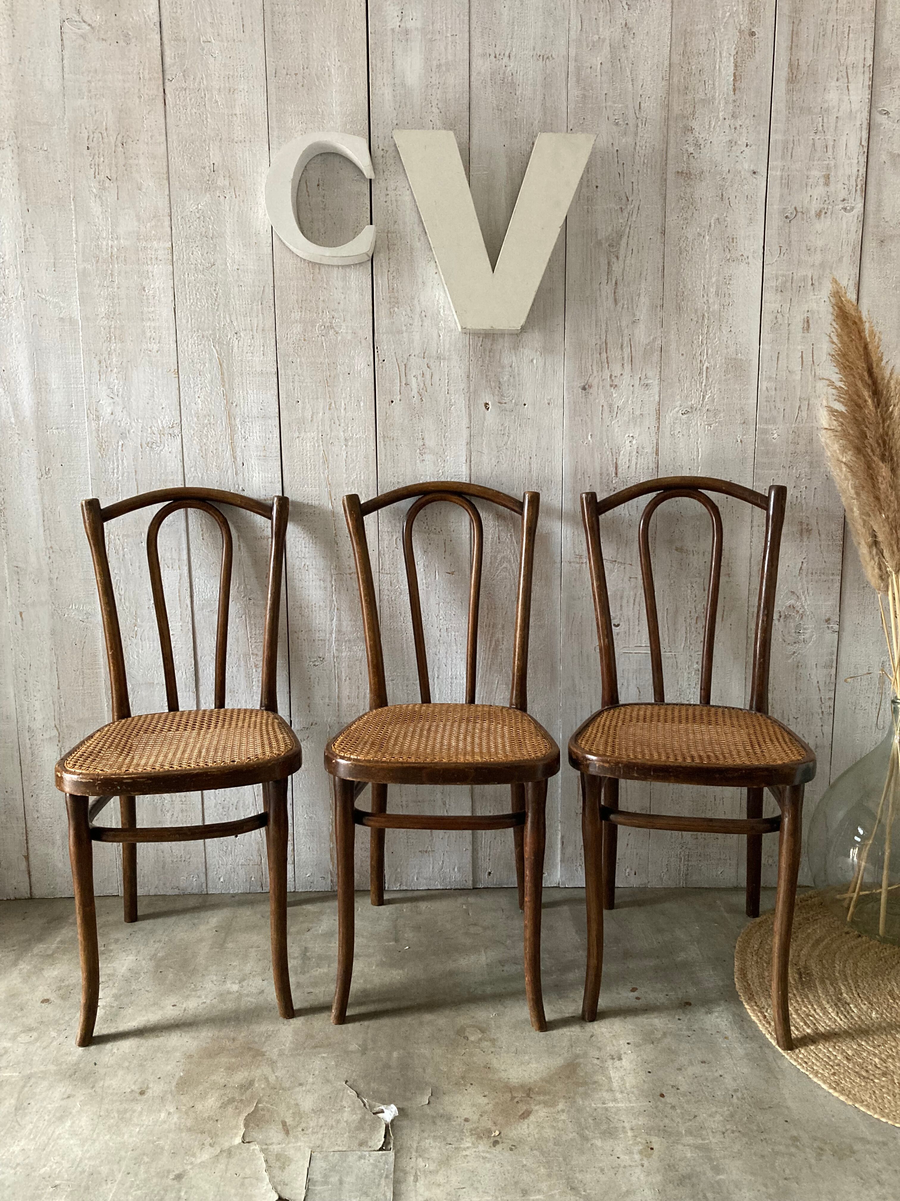 Series of 3 Thonet chairs
