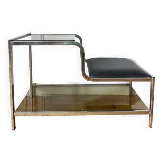 Telephone bench in smoked glass from the 70s