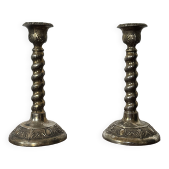 Pair of vintage twisted candlesticks