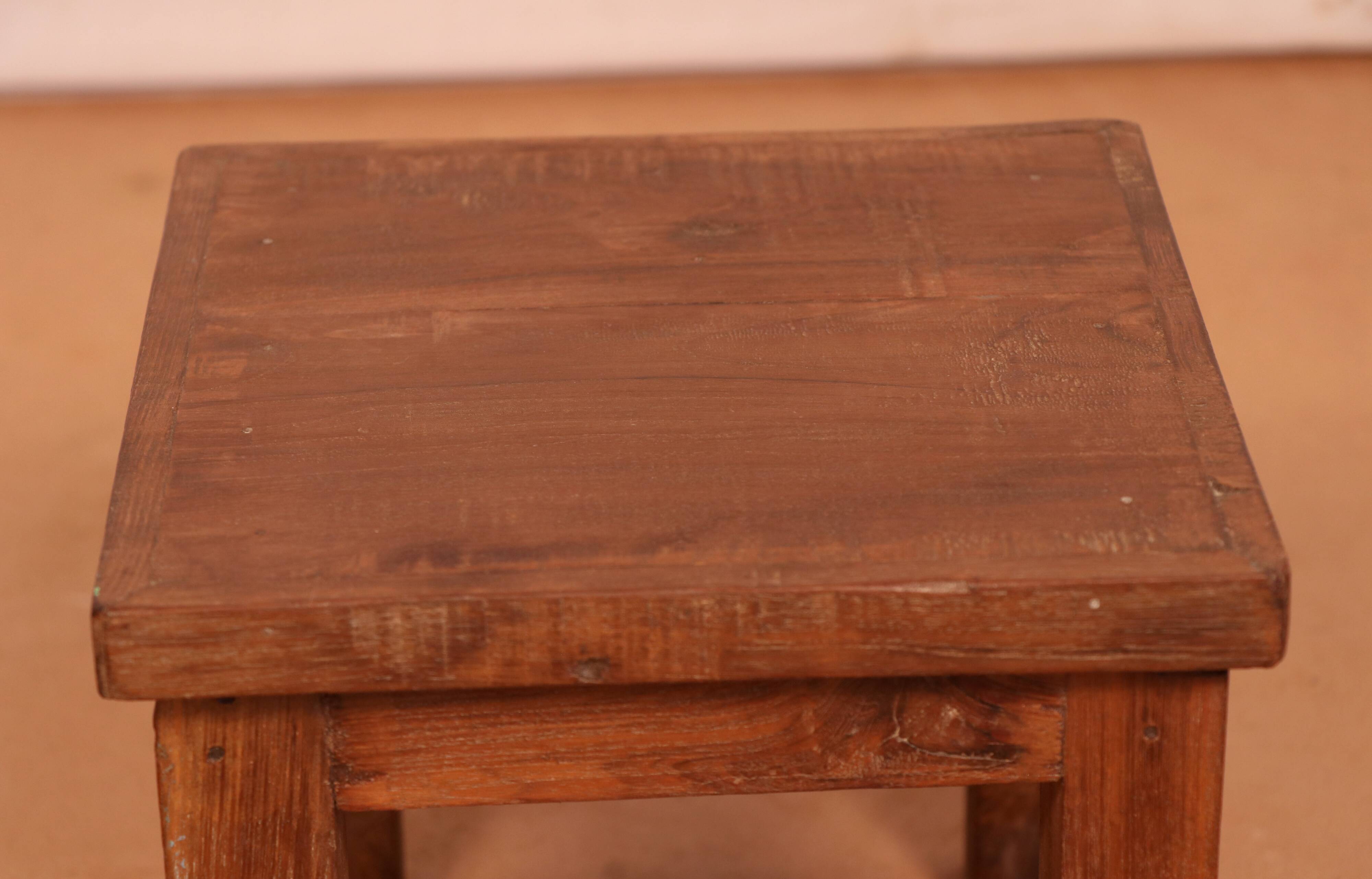 Old small Burmese teak workshop bedside table