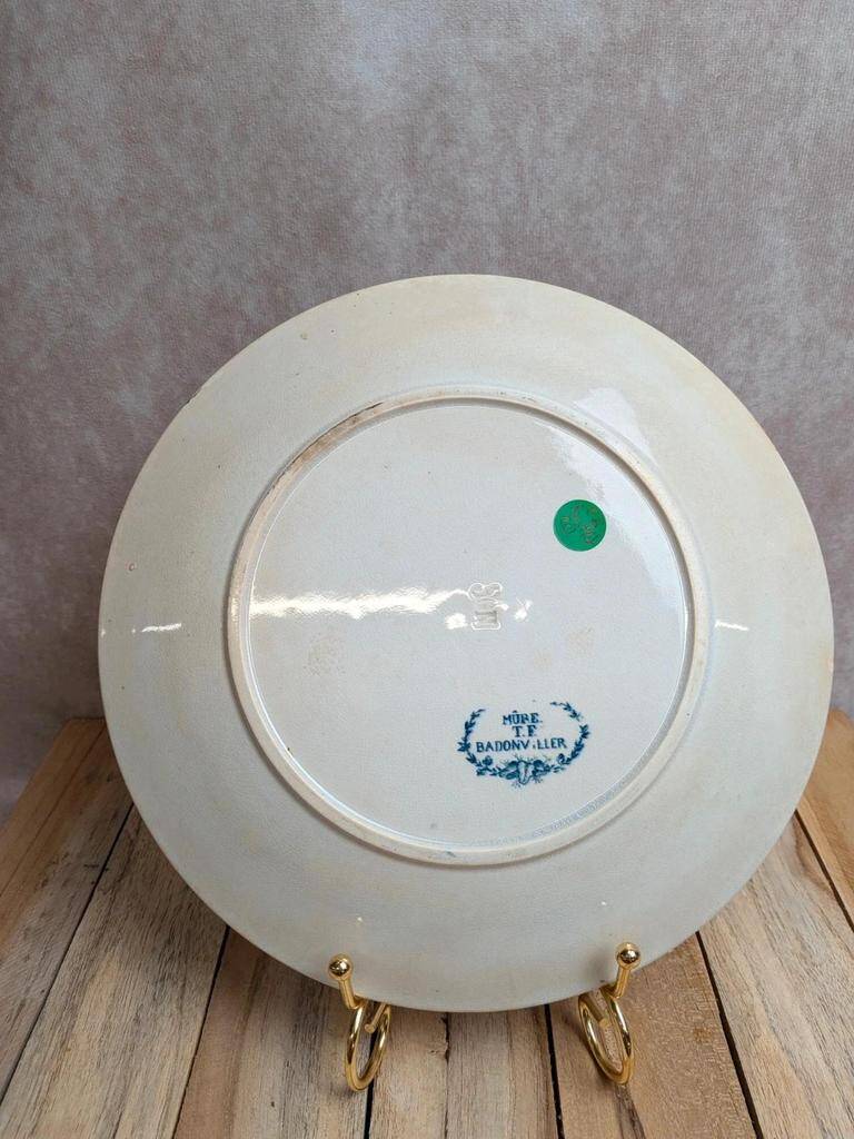 Assiette en terre de fer Badonviller modèle Mûre – décor bleu