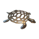 Flat vintage turtle in silver bronze, 70s