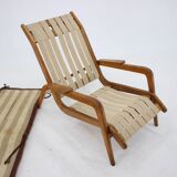 1960s Jan Vanek Very Rare Relaxing Oak Armchair, Czechoslovakia