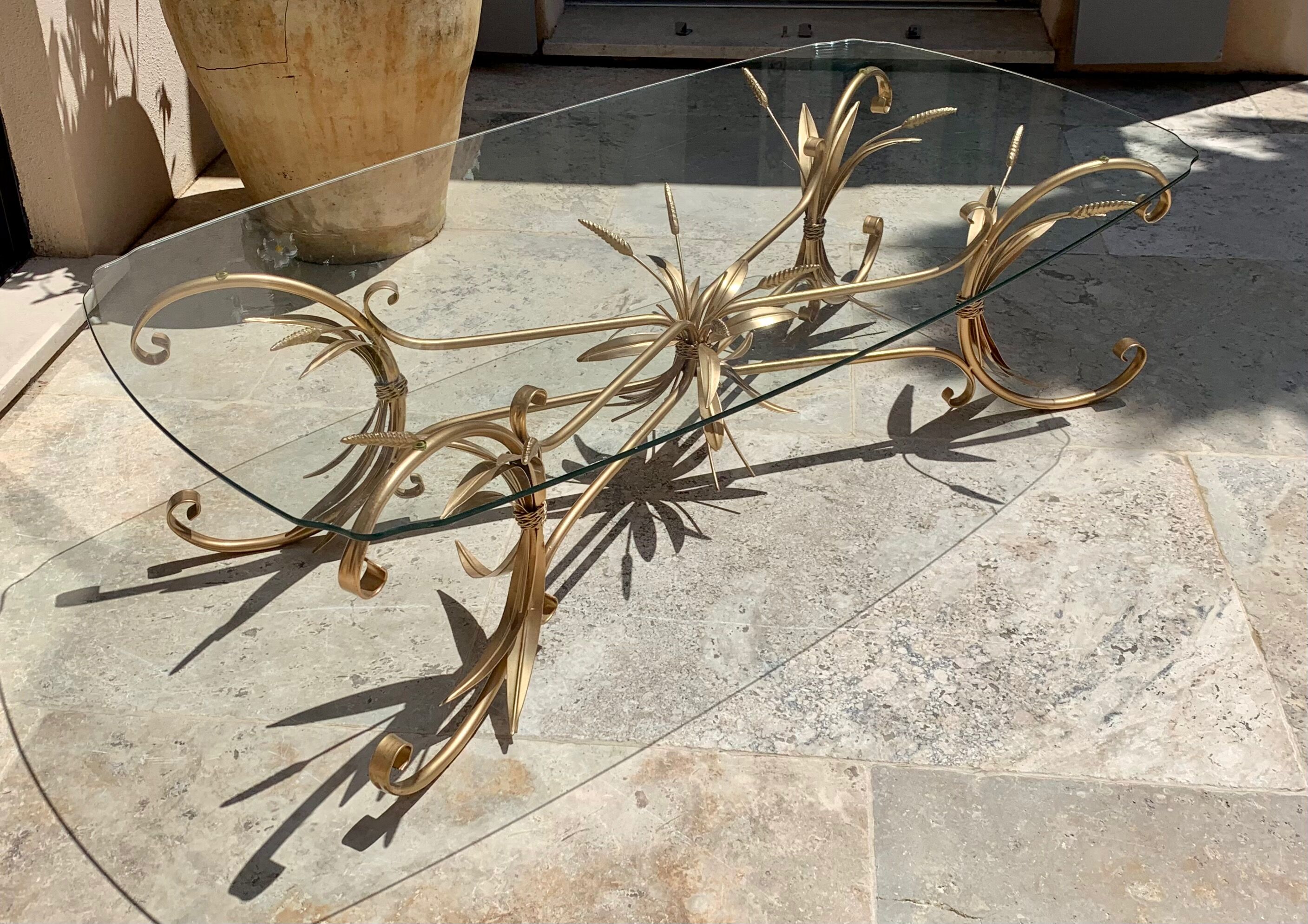 Coffee table ear of wheat in gilded metal