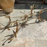 Coffee table ear of wheat in gilded metal
