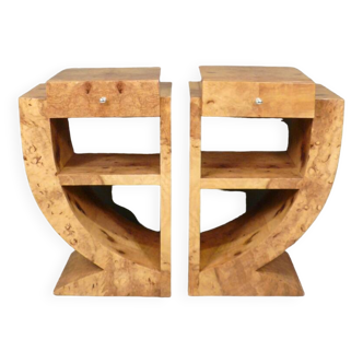 Pair of Art Deco marquetry bedside tables