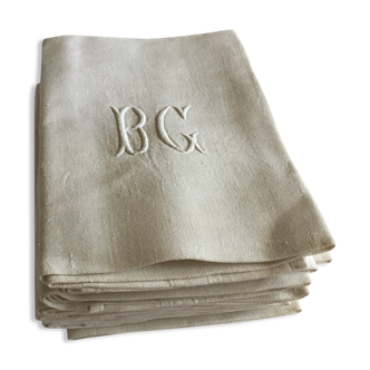 Lot of damask napkins monogramées