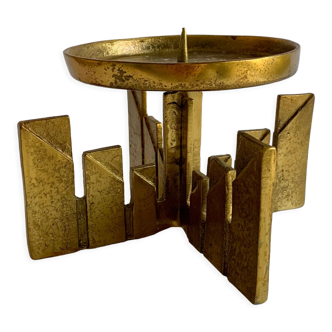Brutalist bronze candleholder, 1970s