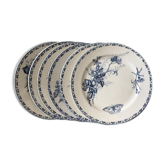 Set of 6 flat plates Sarreguemines terre de fer model Carmen