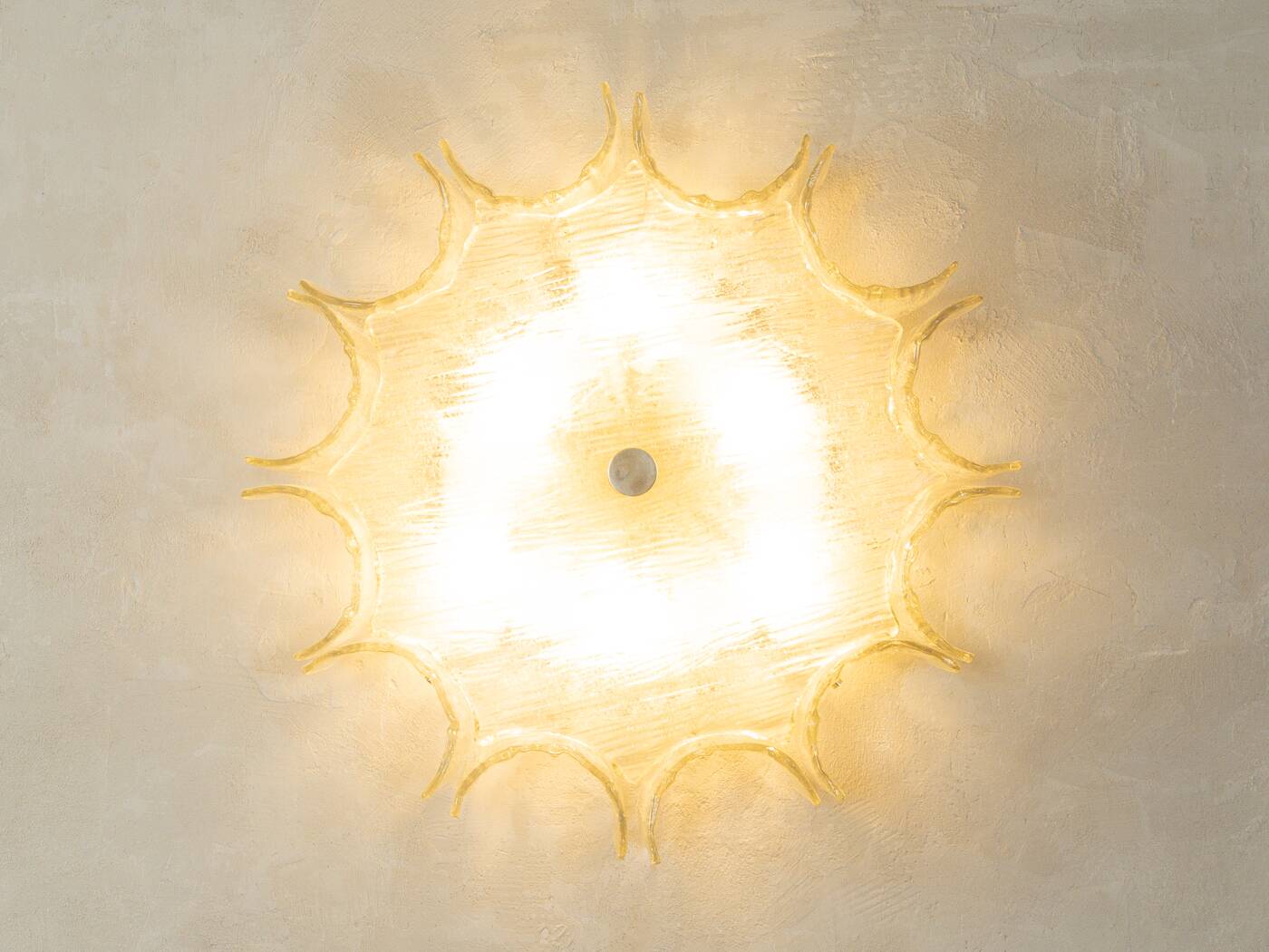 Wall and ceiling lamp Kaiser Leuchten 1970s ice glass