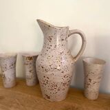 Service à orangeade en grès moucheté signé Farah, Vallauris années 1960-70