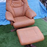 Fauteuil en cuir brun par Hjort-Knudsen