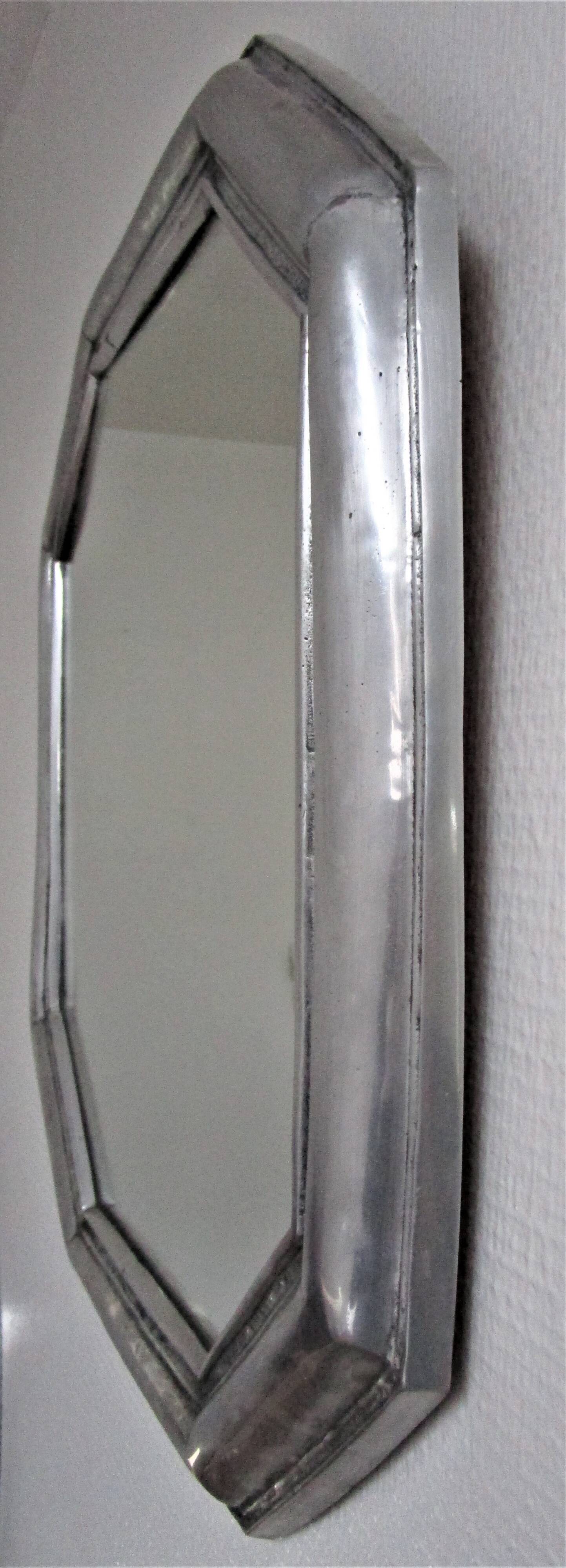 Octagonal metal mirror 70s design 48cmx55cm