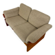 Old sofa in solid elm and vintage 80s design fabric Seltz France