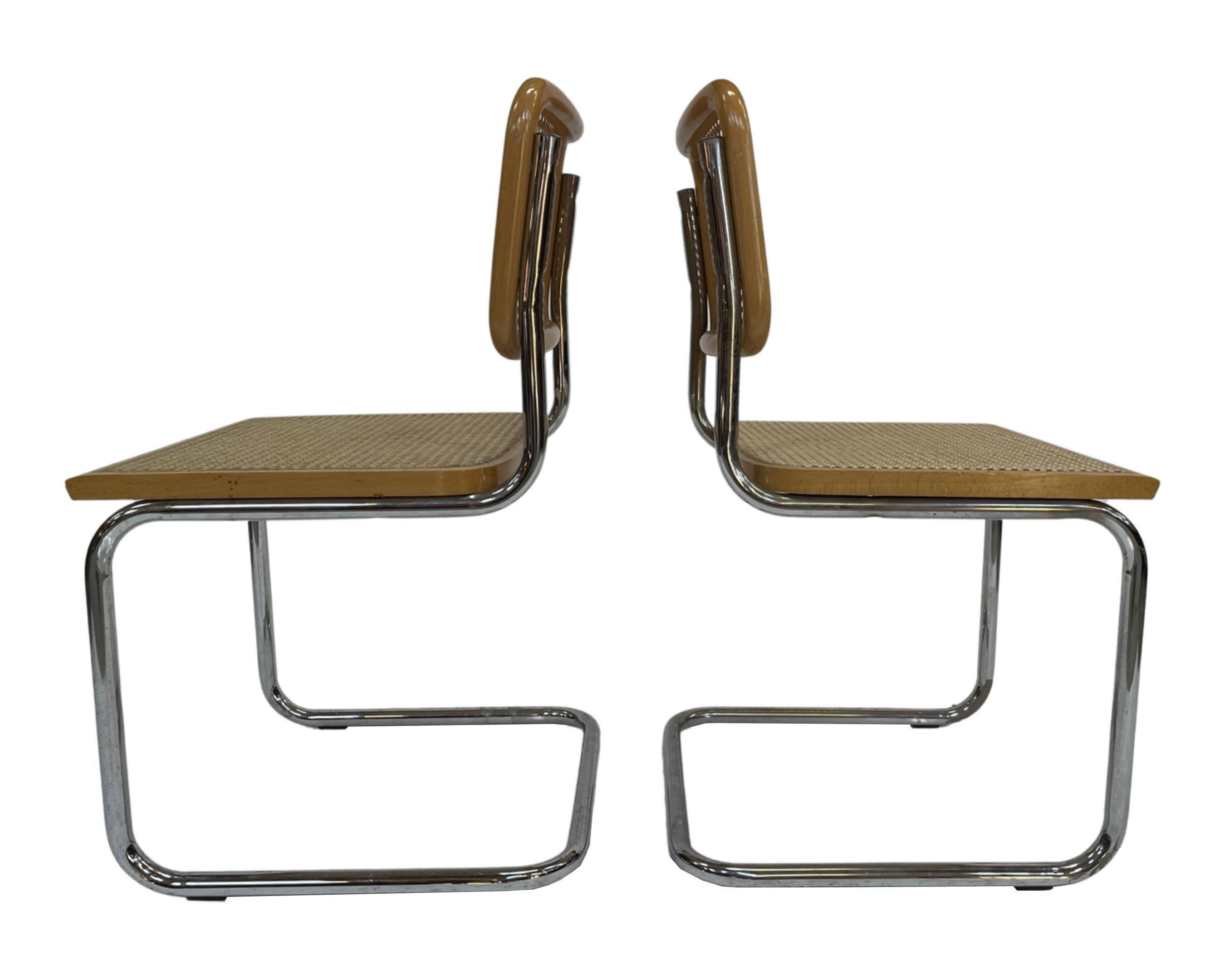 Set of 4 Cesca chairs model b32 in chrome made in italy by Marcel Breuer