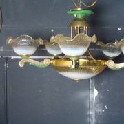 Lustre 7 feux verre et laiton