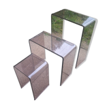 3 side tables, occasional table in smoked plexiglass, 1960s-70s.