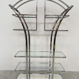 Vintage Italian design chrome & glass display cabinet room divider 1970