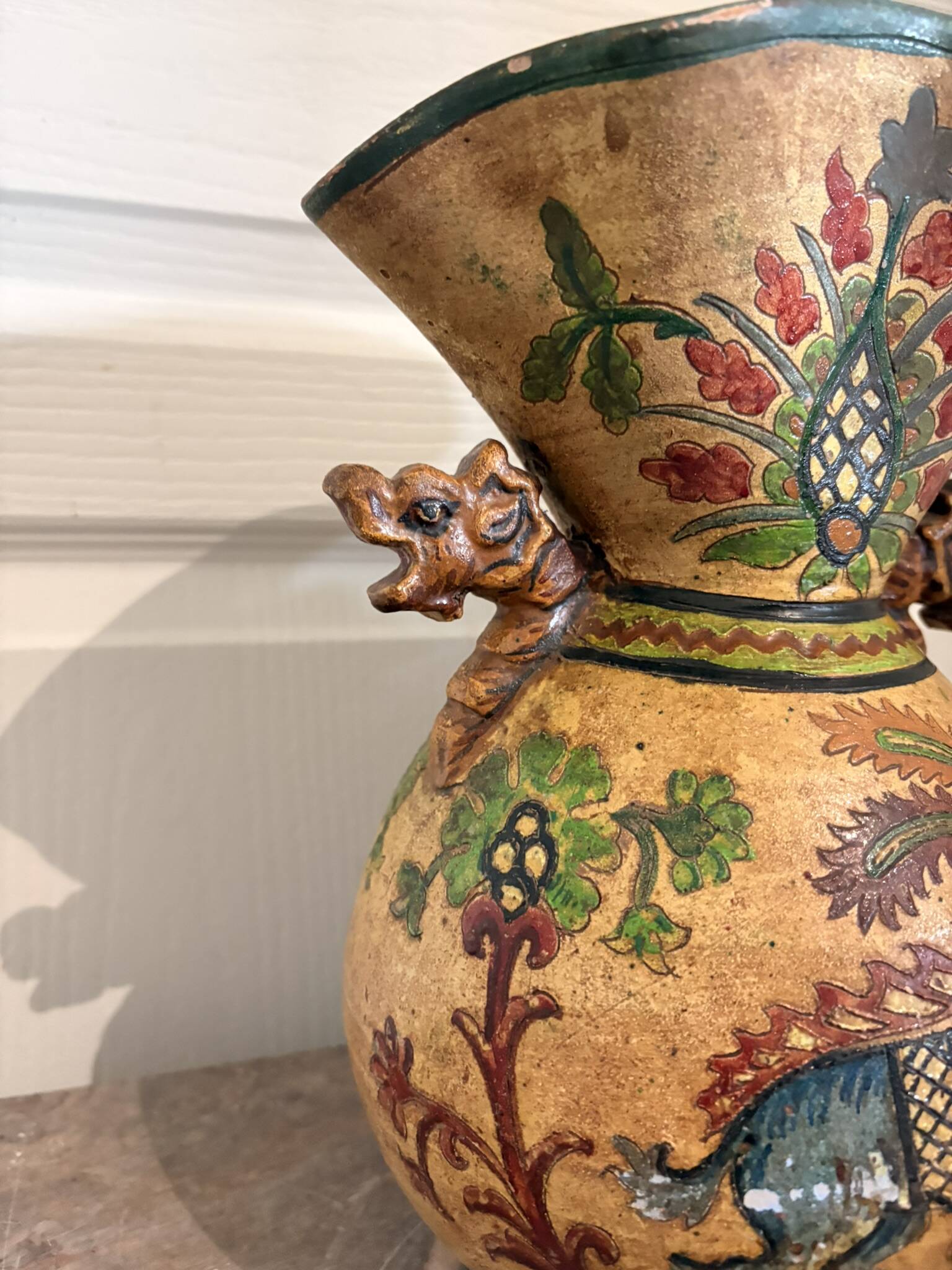 Vase carafe jug baluster ceramic terracotta italy montopoli elephant