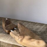 Old wooden shoe trees shapes vintage shoes