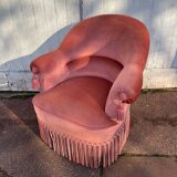 Fauteuil crapaud velours rose