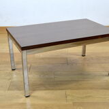 Table basse vintage bois & chrome 1970