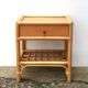 Bedside or side table in wood, bamboo and rattan, 1970s